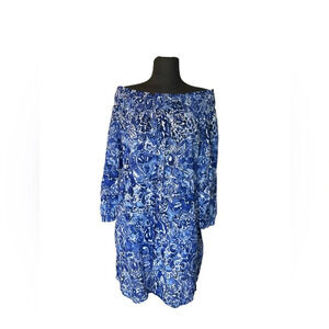Lauren Ralph Lauren Summer Dress/Cover Up Floral Paisley Blue & White | …